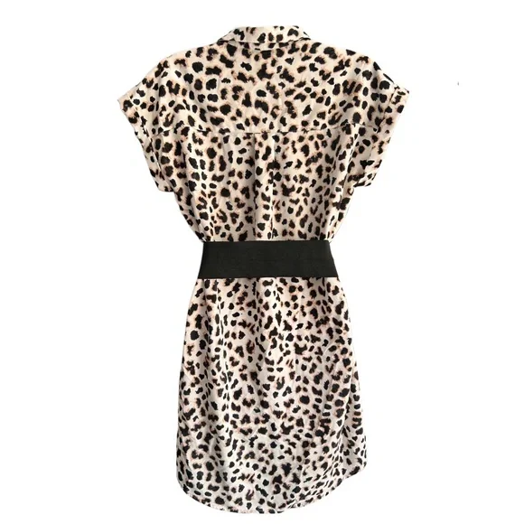 Express Animal Print Belted Shirt Dress Size Small Excellent Condition - Picture 2 of 6